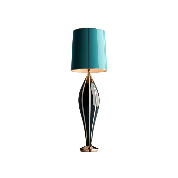 PSD elegante lámpara de mesa de azul azulado y negro con acentos de oro iluminación moderna para la decoración del hogar