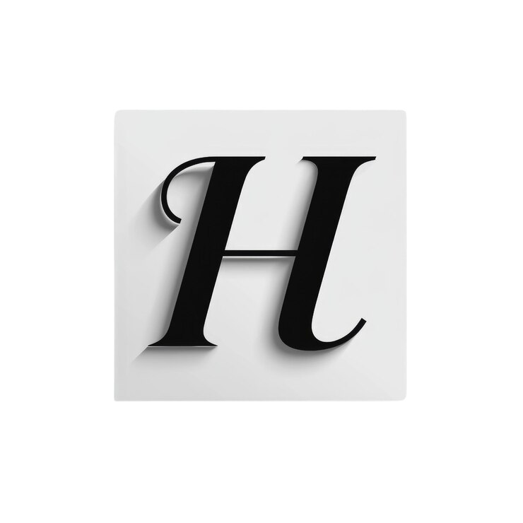 PSD elegante letra negra h con sombra