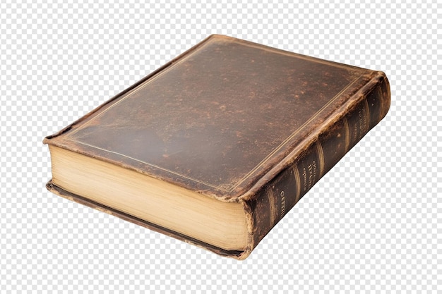 Elegante libro a copertina rigida con copertina in pelle isolata su sfondo trasparente