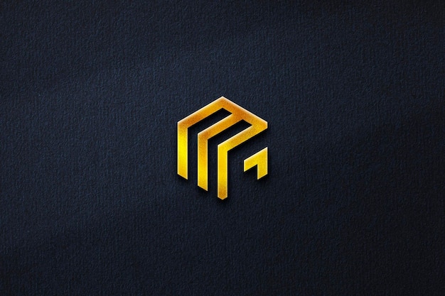 Elegante logo oro Mockup su sfondo blu scuro