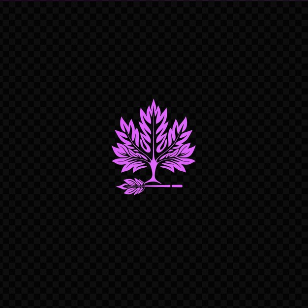 PSD elegante logotipo del árbol de arce con hoja decorativa y pluma diseño psd vector creativo arte de diseño simple