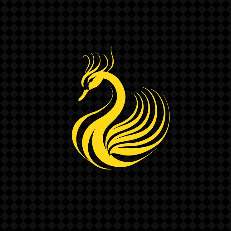 PSD el elegante logotipo del cisne con plumas decorativas y un elegante diseño vectorial de plantas ne creative