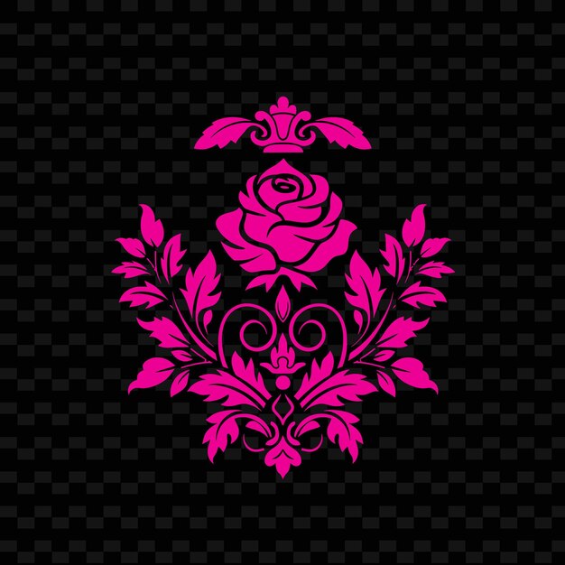 PSD elegante logotipo de cresta de rosa con diseño vectorial decorativo de la colección le creative de la naturaleza