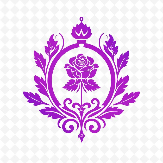 PSD elegante logotipo de cresta de rosa con diseño vectorial decorativo de la colección le creative de la naturaleza