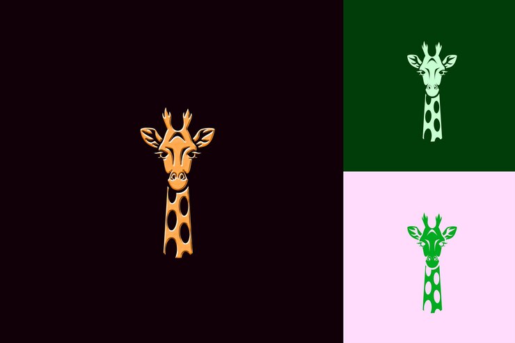 PSD el elegante logotipo de la mascota de la jirafa con un cuello largo y manchas desi cute abstract vector designs