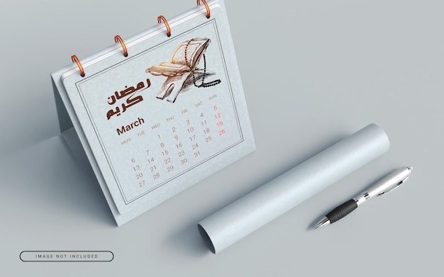 Elegante maqueta de calendario de escritorio de ramadán