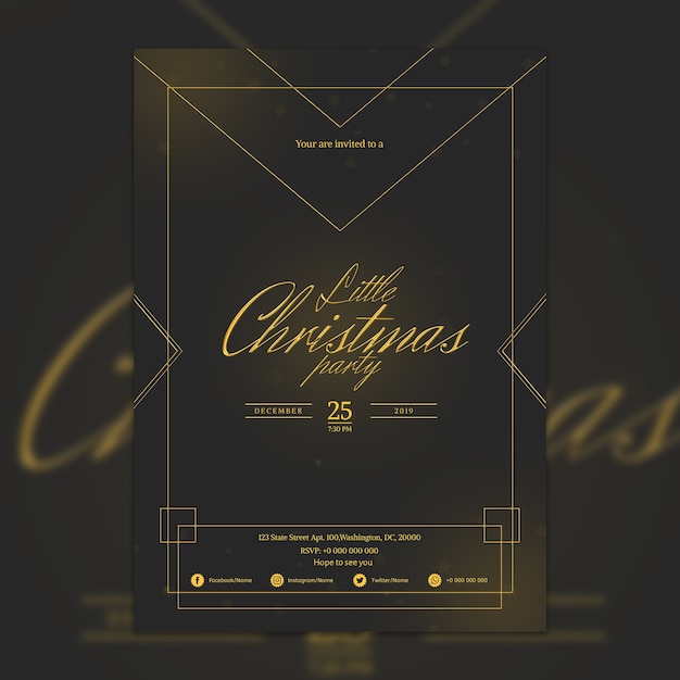 PSD elegante maquete de cartaz de festa de natal escuro