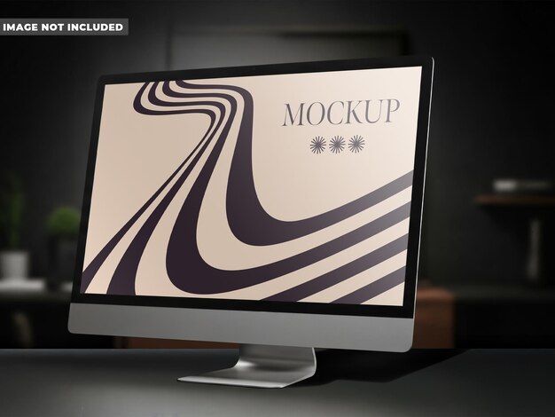 Elegante maquillaje de monitor de computadora con diseño de onda retro