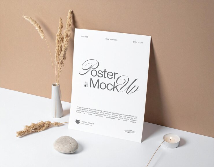 Elegante maquillaje de póster en un entorno de estudio minimalista