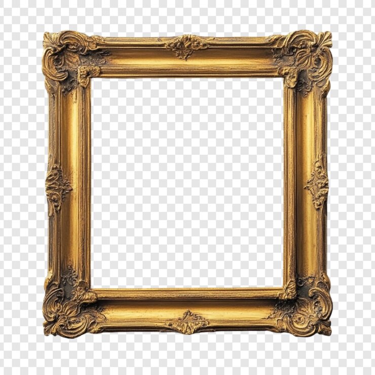 PSD elegante marco de cuadros de oro con diseño adornado estilo clásico decoración vintage marco antiguo aislado sobre fondo blanco listo para obras de arte