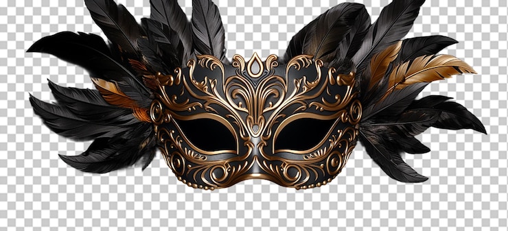 PSD elegante máscara de carnaval con plumas