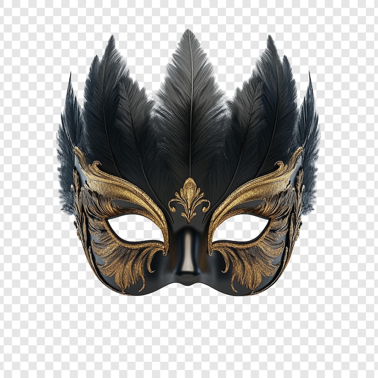 PSD elegante maschera veneziana nera e dorata