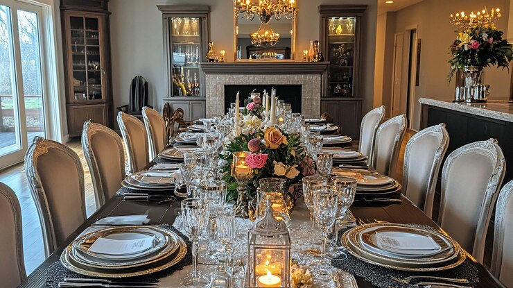 PSD elegante mesa de comedor para una cena formal