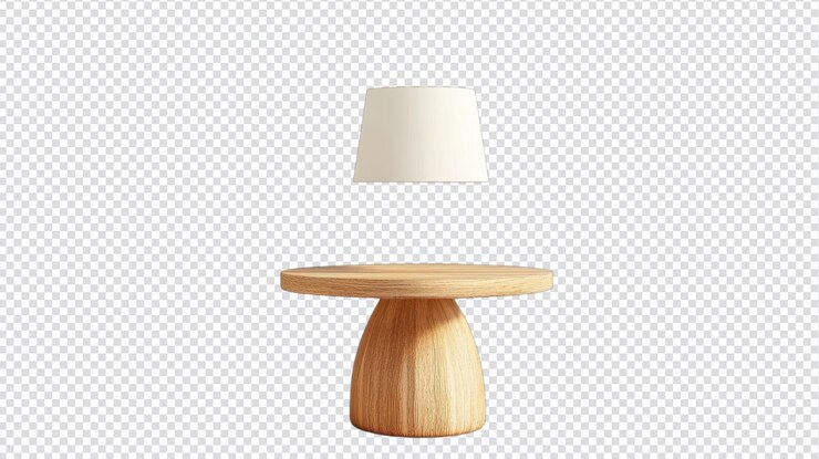 PSD elegante mesa de madera con una lámpara contemporánea perfecta para el diseño de interiores y la inspiración de la decoración del hogar