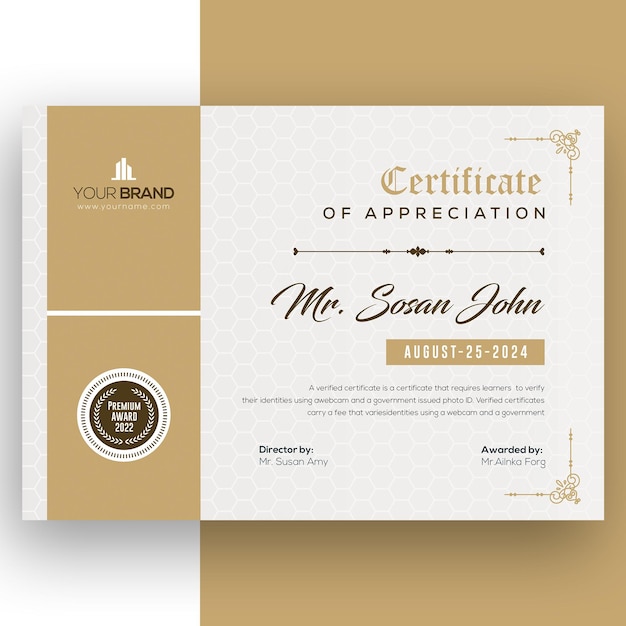 Elegante modello di certificato