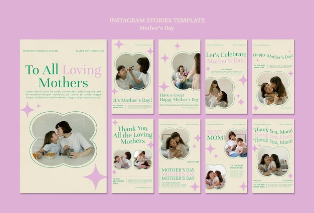 Elegante modello di storie di instagram per la festa della mamma nel Regno Unito