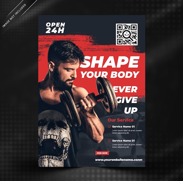 Elegante modello di volantino palestra fitness. Modello PSD