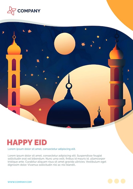 Elegante modello PSD di Eid MubarakFesteggia il Festival di Eid con stile