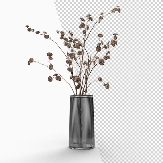 Elegante moderno arranjo de flores secas em vaso cilíndrico como decoração de casa Renderização em 3D