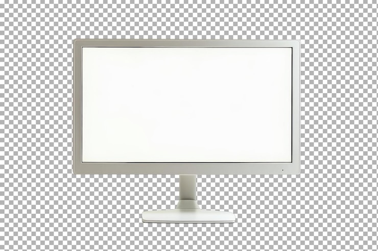 PSD elegante monitor branco para organizar seu espaço de trabalho com isolado em fundo transparente