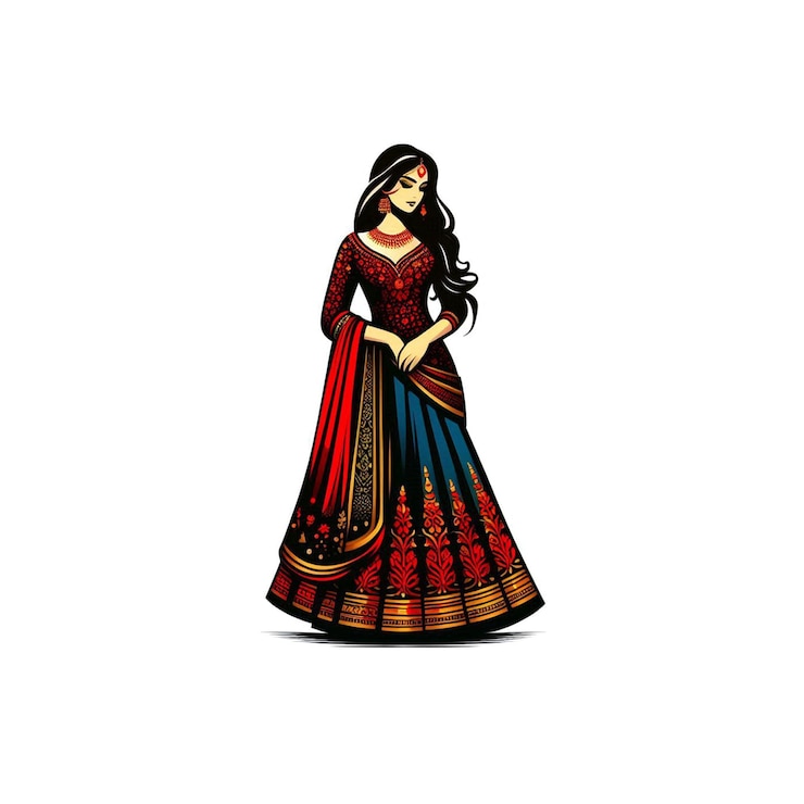 PSD una elegante mujer india con vestimenta tradicional