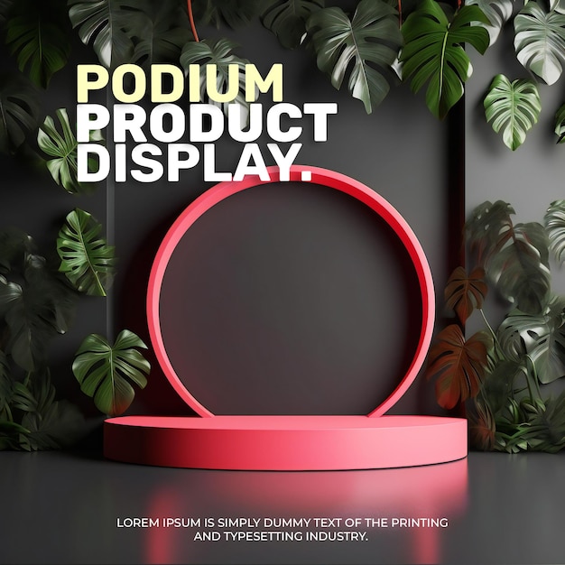 PSD elegante y natural podio con hojas de palma escenario de exhibición maqueta para la presentación de productos de espectáculo