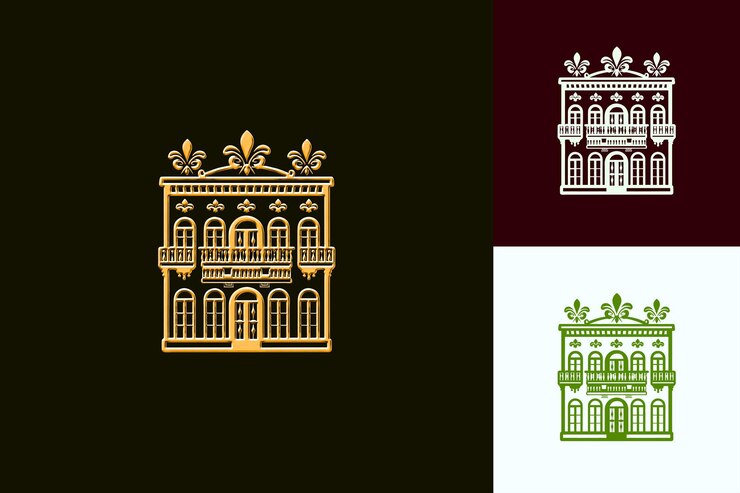 PSD con el elegante palazzo icon palace con la gran entrada y el bal elegant italy culture vector designs