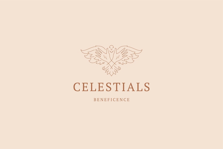 PSD elegante paloma voladora de alas abiertas con las manos cruzadas logotipo de arte de líneas minimalistas