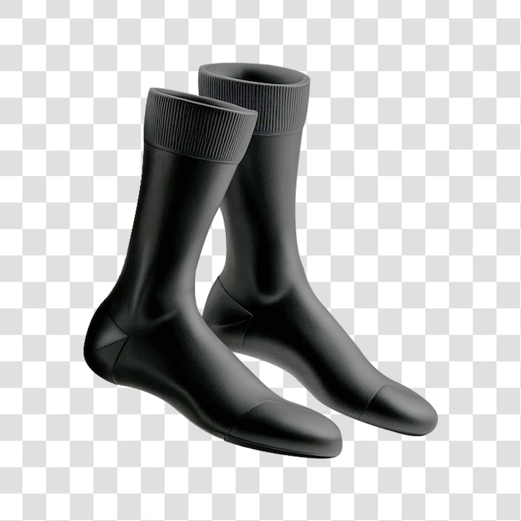PSD un elegante par de calcetines negros aislados sobre un fondo transparente