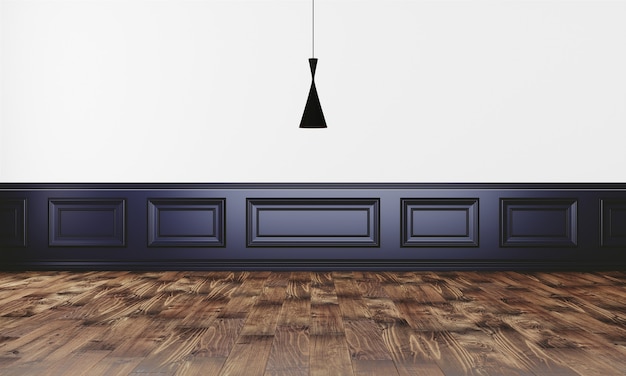 Elegante parete con lampada moderna e parquet