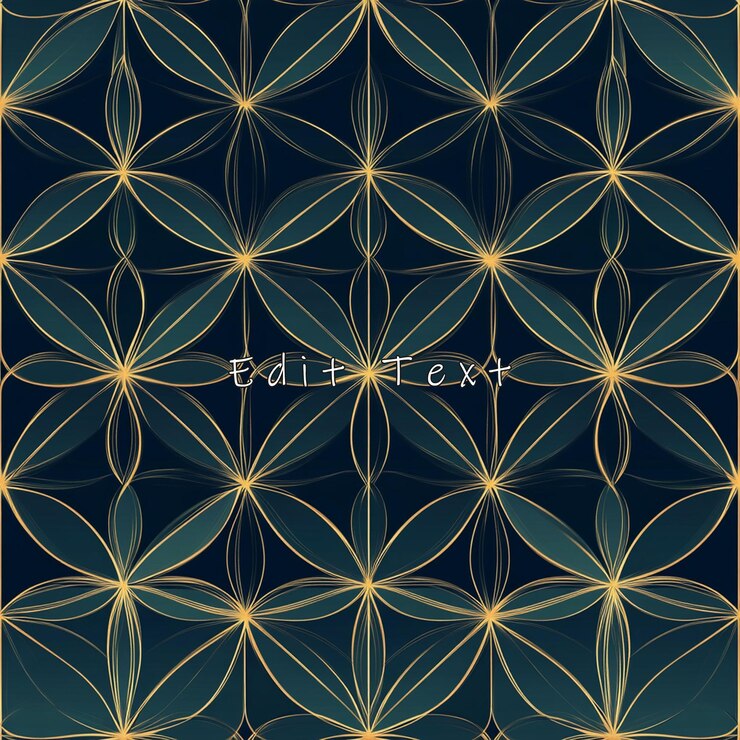 PSD elegante patrón floral sin costuras geométrico de azul azul y oro