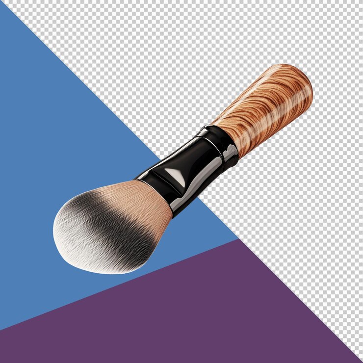 PSD elegante pincel de maquillaje de madera para la aplicación de polvo