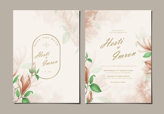 elegante plantilla de invitación de boda con flores