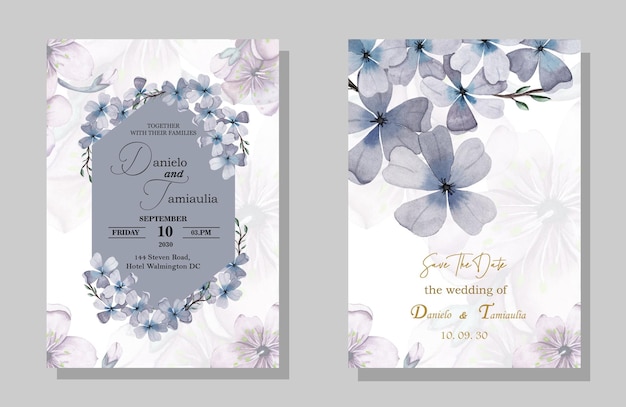 Elegante plantilla de invitación de boda con hojas psd