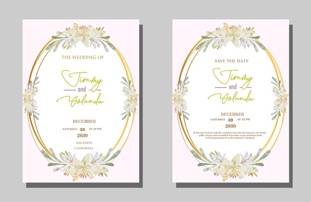 Elegante plantilla de invitación de boda psd premium