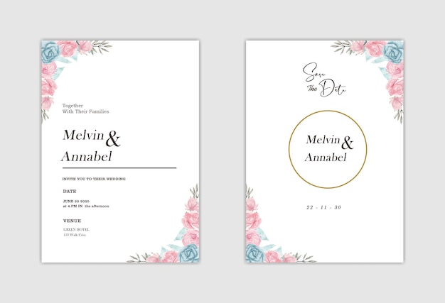 Elegante plantilla de invitación de boda PSD Premium