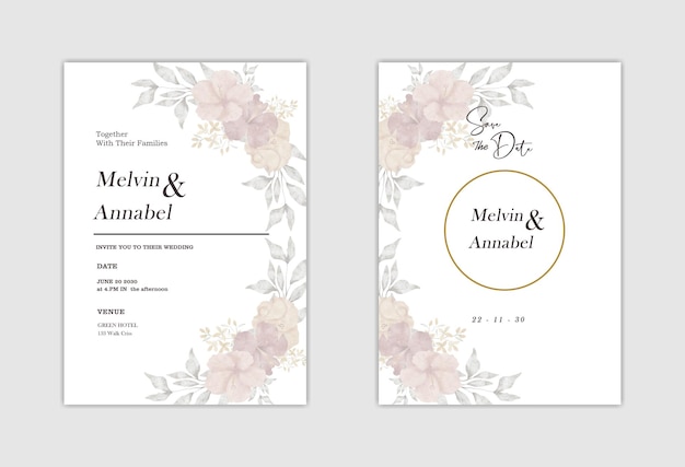 Elegante plantilla de invitación de boda psd premium