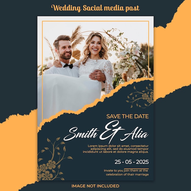 Elegante plantilla de póster de boda