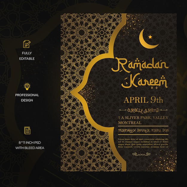 elegante plantilla de póster de Ramadán