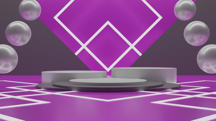 PSD elegante podio blanco de renderizado 3d sobre fondo púrpura