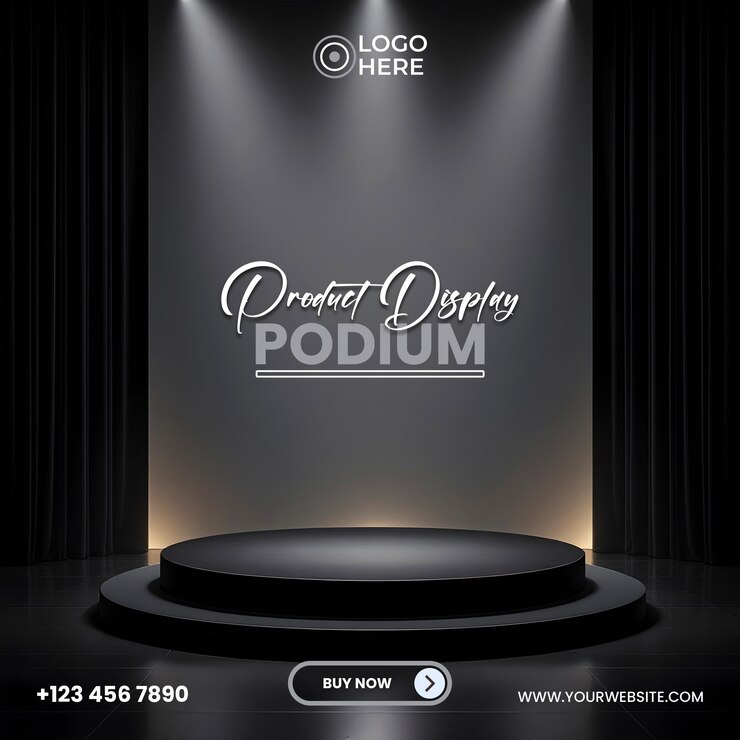 Elegante podio de exhibición de productos con reflector