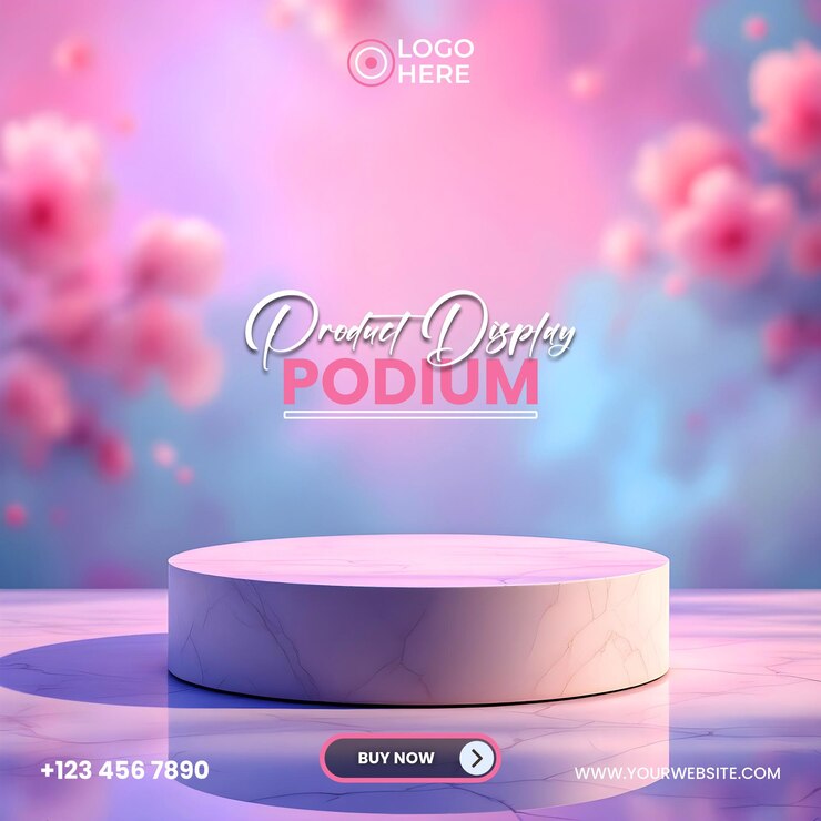 Elegante podio de exhibición de productos en tonos pastel