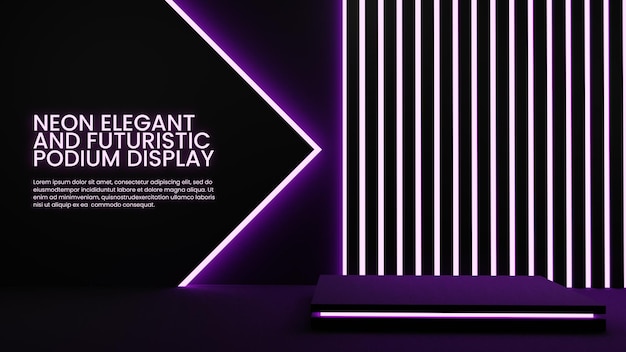 Elegante podio de neón pantalla de productos de iluminación colorida