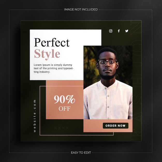 Elegante post sui social media di vendita di moda e modello di banner di Instagram