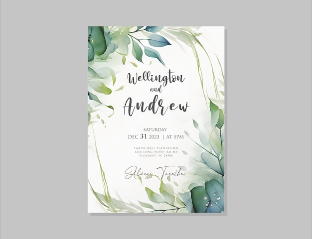 Elegante PSD-Hochzeitseinladungskartenvorlage mit Blumenthemen