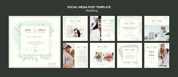 Elegante raccolta di post di instagram per il matrimonio