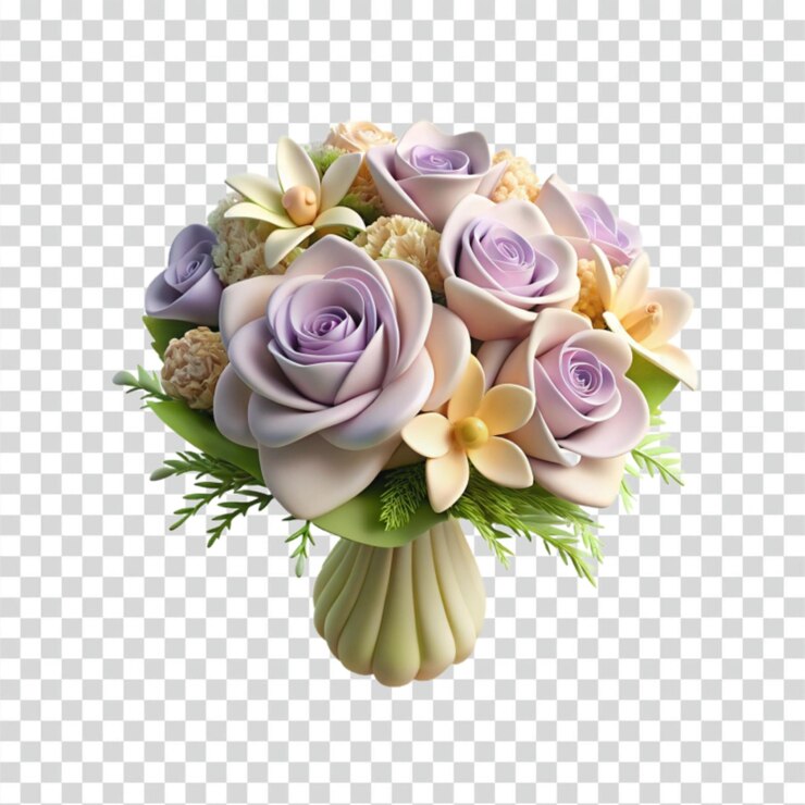 PSD elegante ramo de rosas de arcilla polimérica