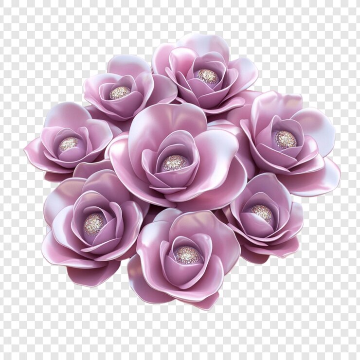 PSD elegante ramo de rosas rosas 3d render lujosas flores centro de brillo