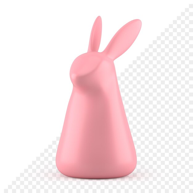 PSD elegante rosa conejito de pascua estatuilla 3d icono decoración elemento vacaciones celebración realista