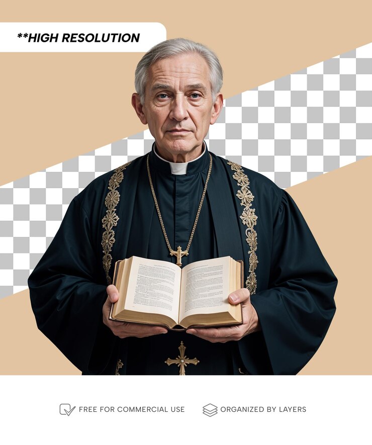 PSD un elegante sacerdote con una sotana por plantilla png